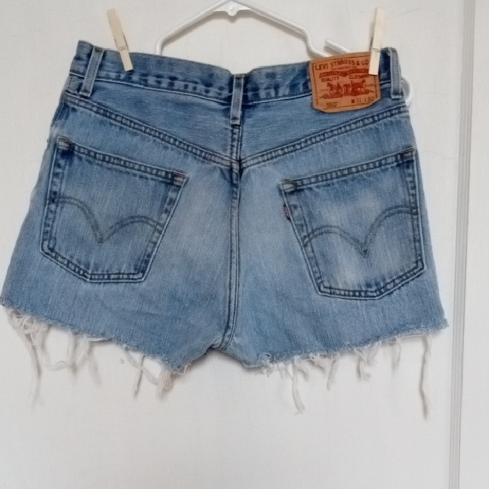 Levi's 550 Blue Jean Shorts with Distressed Hem